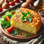 tortilla Saludable y Cremosa Servida en un Plato, con Patatas Tiernas y una Textura Suave