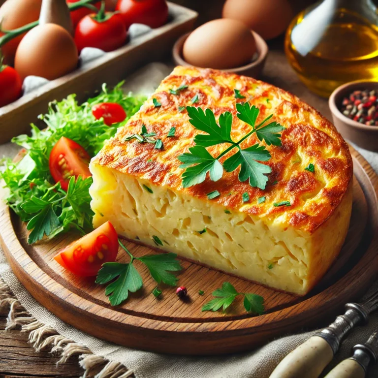 tortilla Saludable y Cremosa Servida en un Plato, con Patatas Tiernas y una Textura Suave