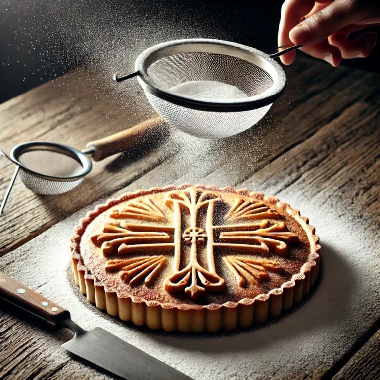 Tarta de Santiago sin gluten con azúcar glas y Cruz de Santiago